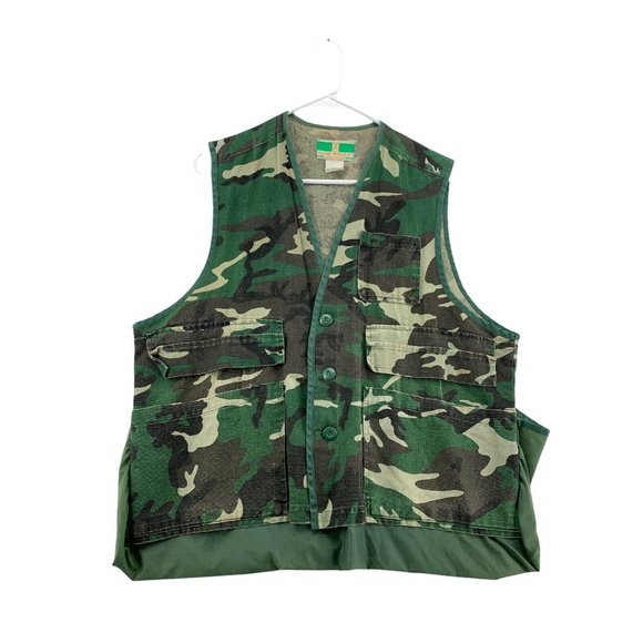 GAME WINNER SPORTSWEAR Vest Mens Fishing/Hunting Green Camouflage Width 23.5 in - Picture 1 of 10